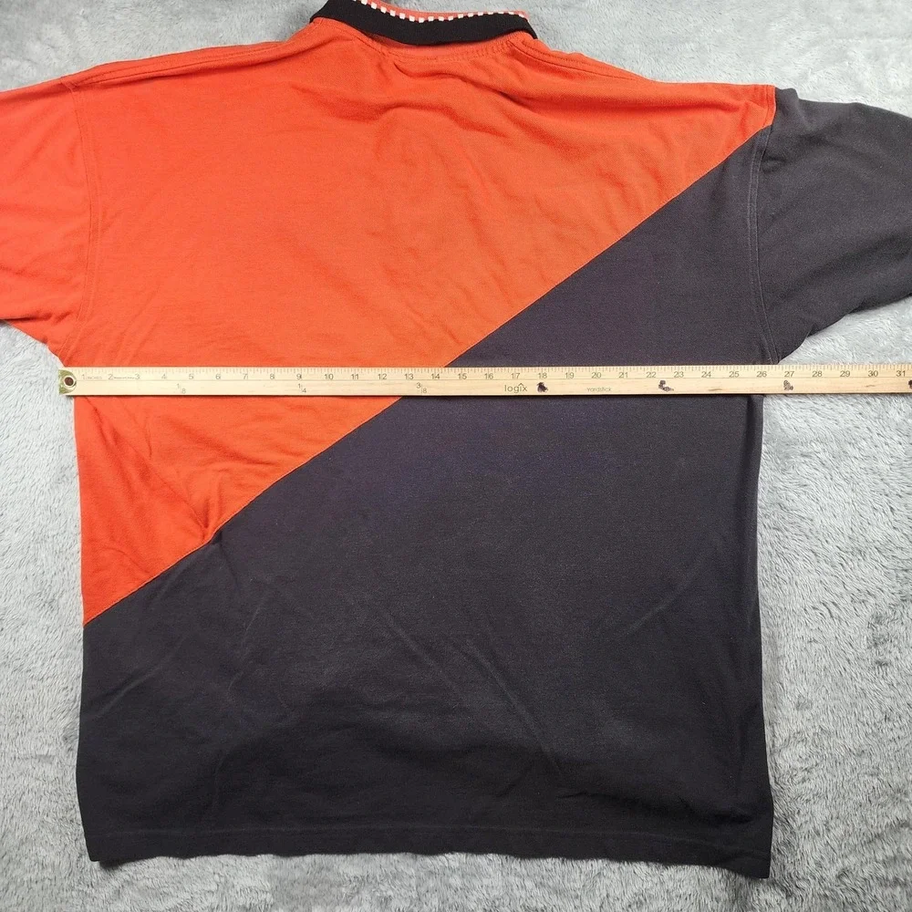 Harley Davidson Polo Shirt Mens 3XL Orange Black Screamin Eagle Biker Colorblock - Picture 9 of 13